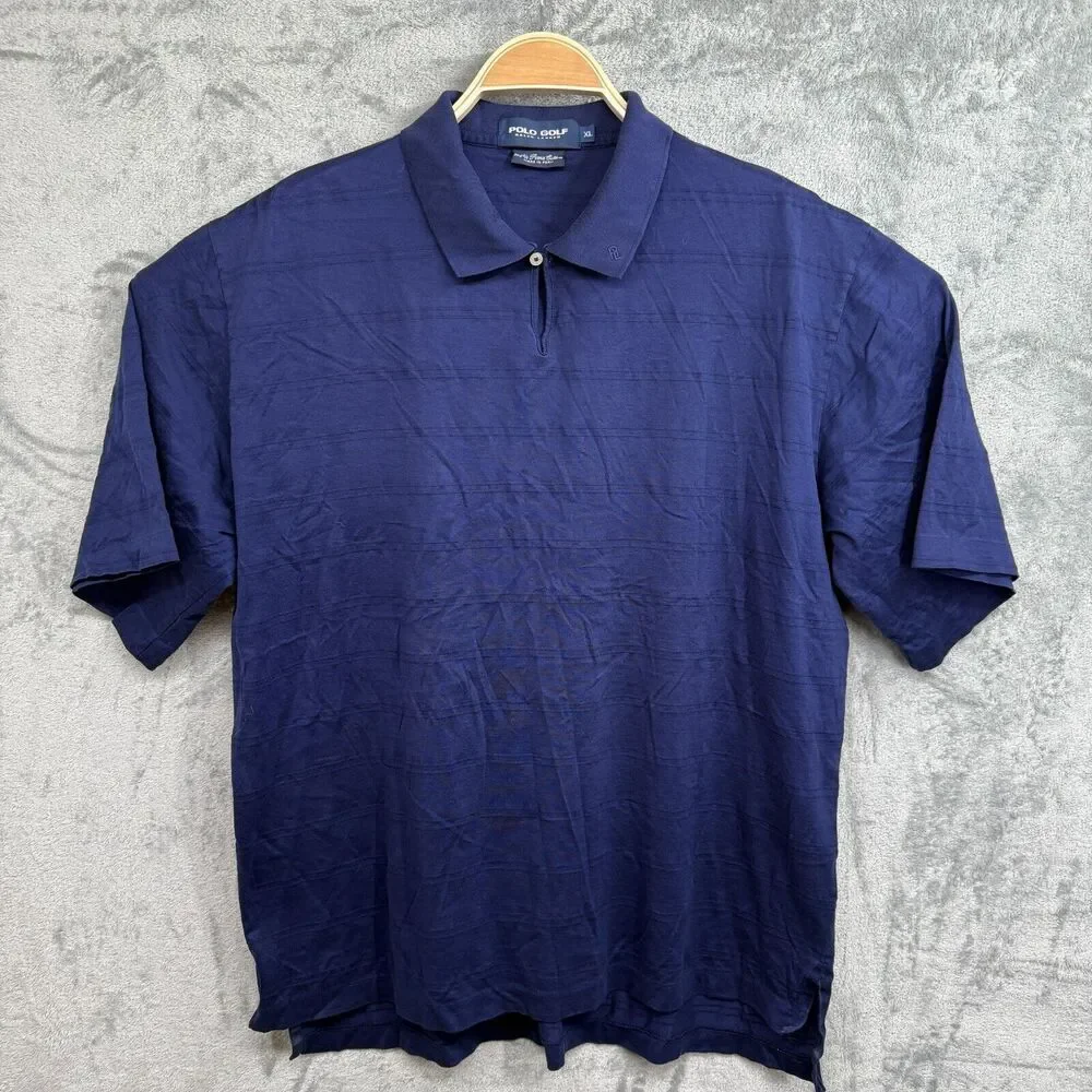 Polo‎ Ralph Lauren Men's Performance Golf Shirt XL Blue Striped Stretch Casual